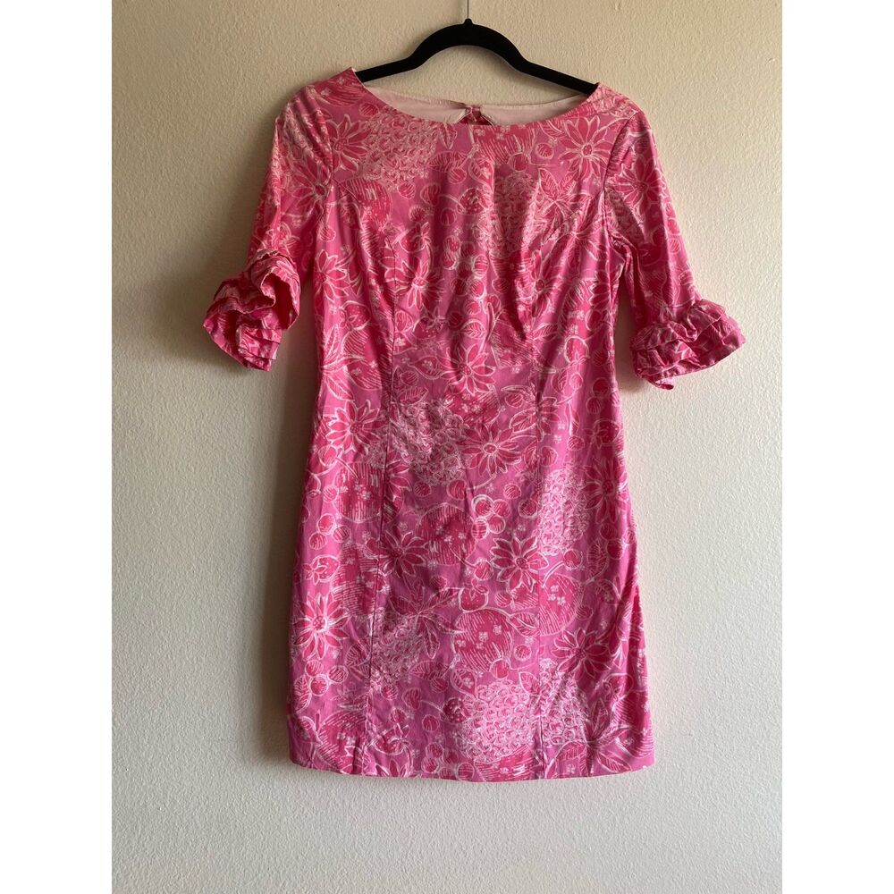 Lilly Pulitzer Dress Pink Floral Short Vintage Style SIZE 0